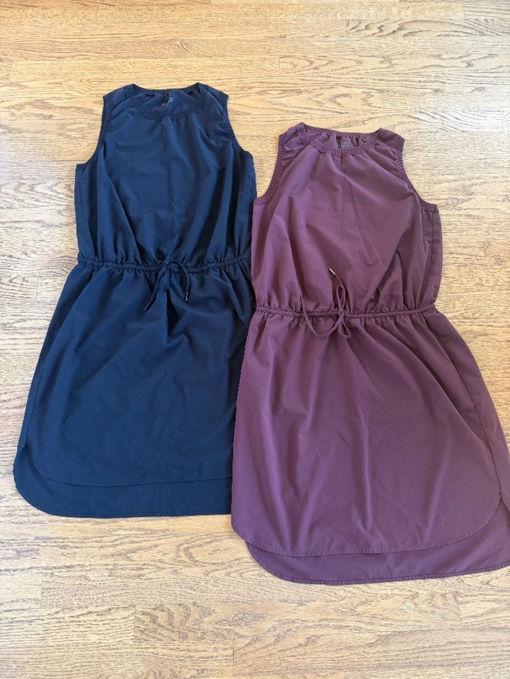 Athleta Rincon Dress Bundle M Black & Burgundy Sleeveless Athleisure Cinch Waist